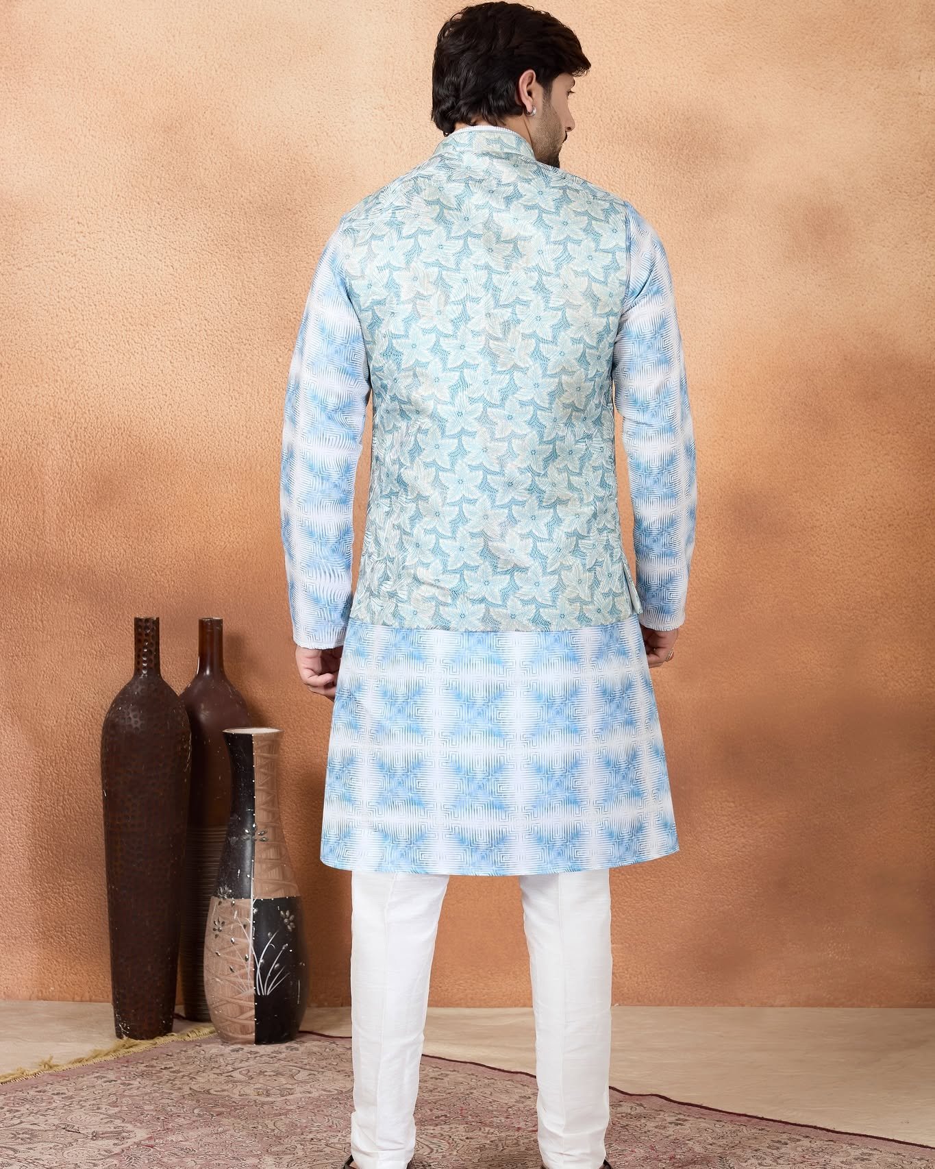 Elegant Blue Designer Kurta Jacket Set for Men